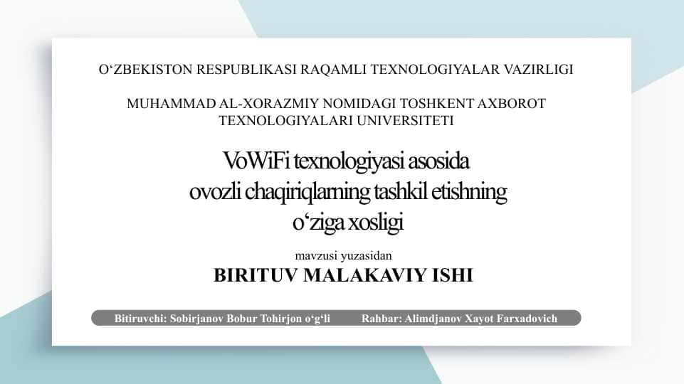 VoWifi texnologiyasi orqali ovozli chaqiriqlarni tashkil etishning o'ziga xosligi