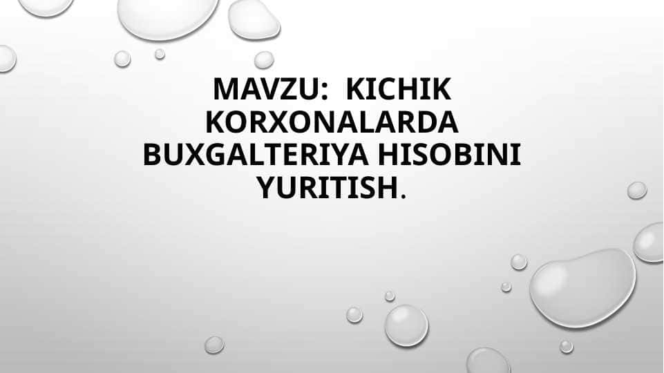 Kichik korxonalarda buxgalteriya hisobini yuritish.