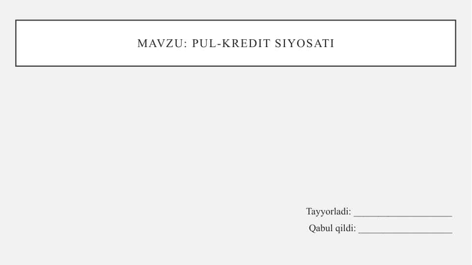 Pul-kredit siyosati