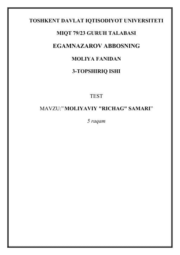 MOLIYAVIY "RICHAG" SAMARI