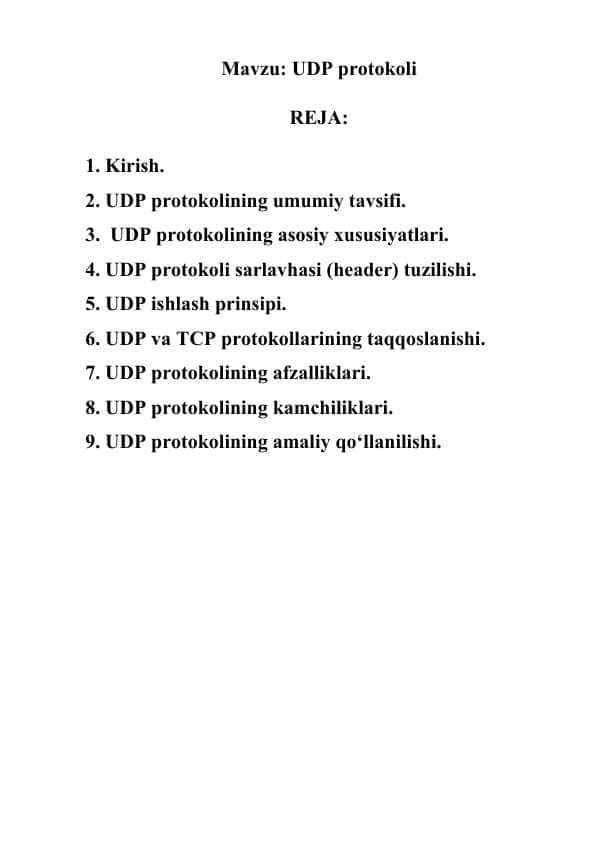 UDP protocoli