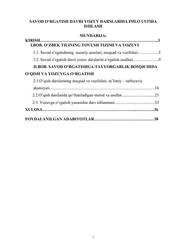 SAVOD O‘RGATISH DAVRI YOZUV DARSLARIDA IMLO USTIDA ISHLASH