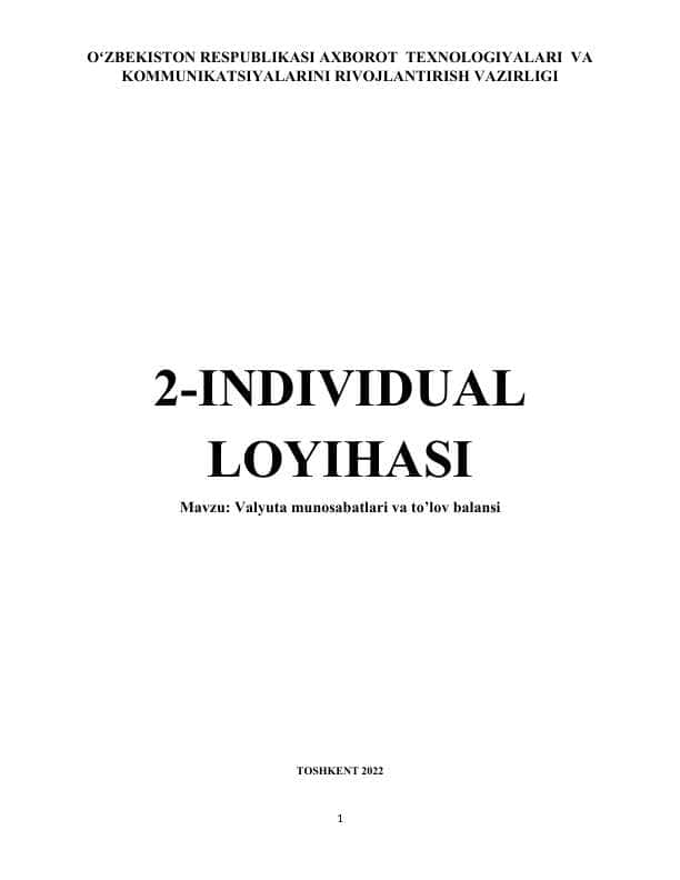 Valyuta munosabatlari va to’lov balansi