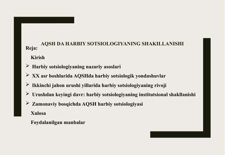 AQSH da harbiy sotsiologiyaning shakillanishi 25
