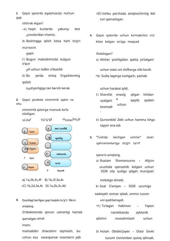 Test ona tili asosiy blok