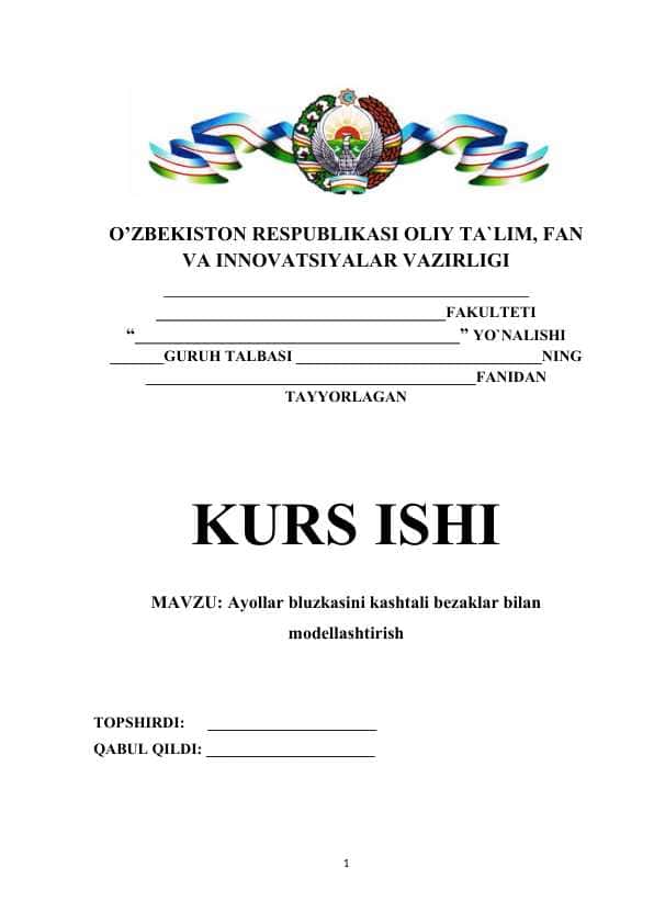 Ayollar bluzkasini kashtali bezaklar bilan modellashtirish