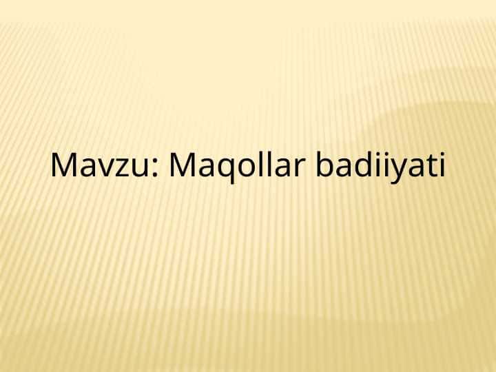 Maqollar badiiyati