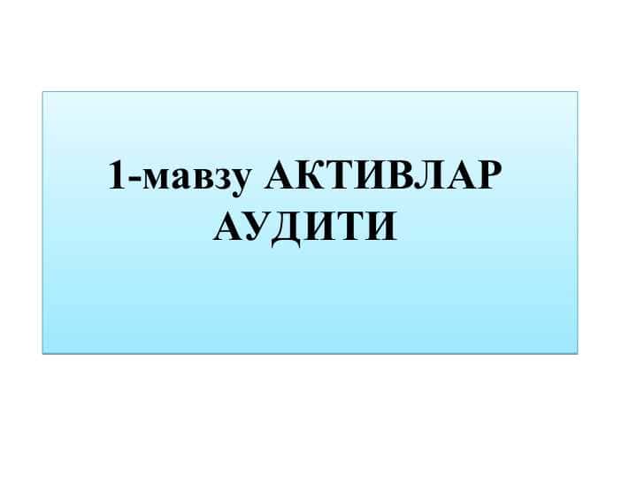 AKTIVLAR AUDITI