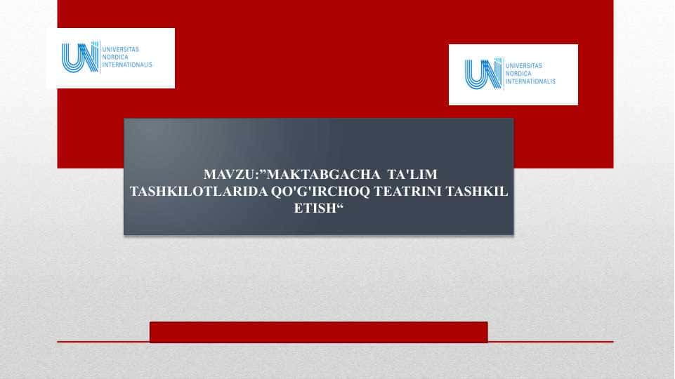 MAKTABGACHA TA'LIM TASHKILOTLARIDA QO'G'IRCHOQ TEATRINI TASHKIL ETISH