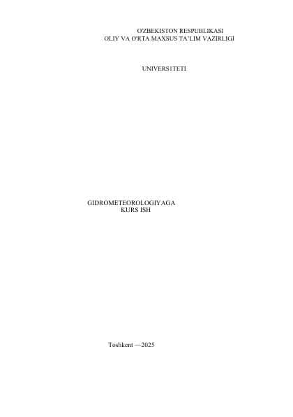 GIDROMETEOROLOGIYAGA kurs ishi