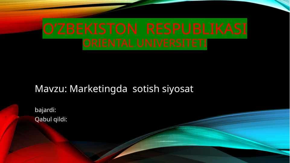 Marketingda sotish siyosat