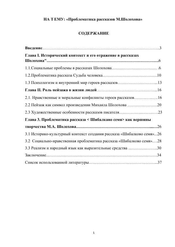 Проблематика рассказов М.Шолохова