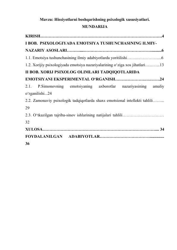 Hissiyotlarni boshqarishning psixologik xususiyatlari