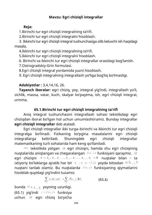 Egri chiziqli integrallar
