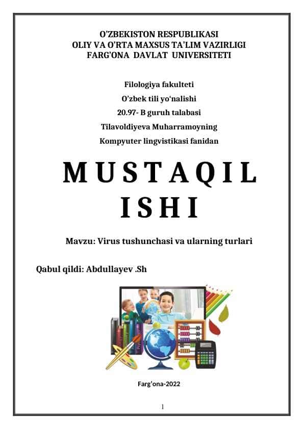 Virus tushunchasi va ularning turlari
