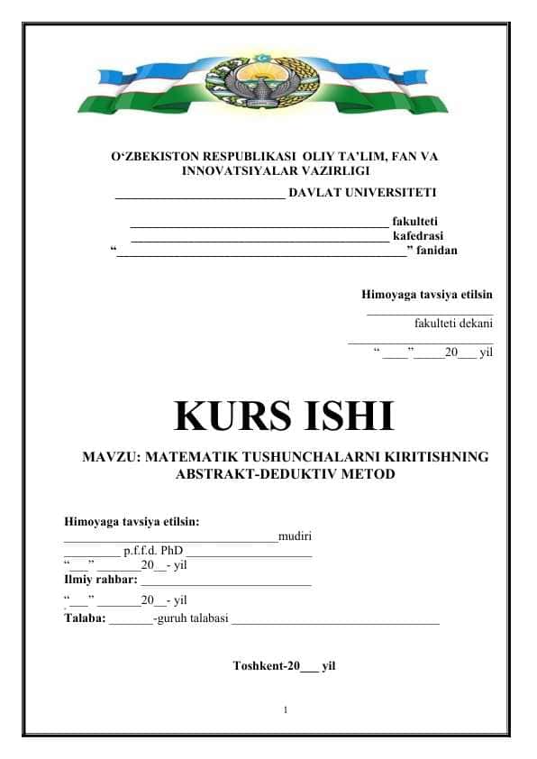 Matematik tushunchalarni kiritishning abstrakt-deduktiv metod
