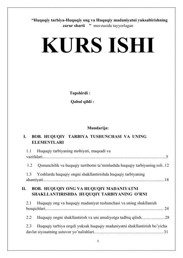Huquqiy tarbiya-Huquqiy ong va Huquqiy madaniyatni yuksaltirishning zarur sharti