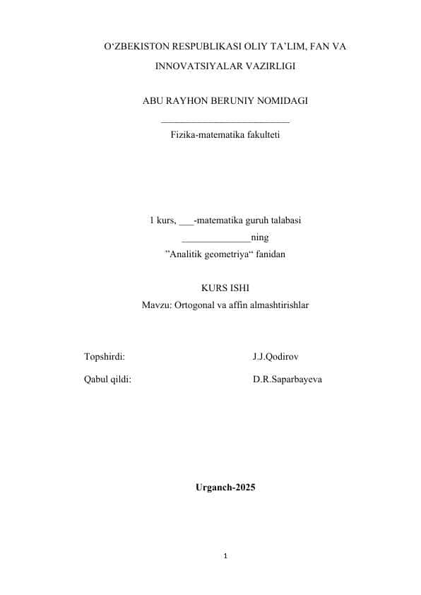 Ortogonal va affin almashtirishlar
