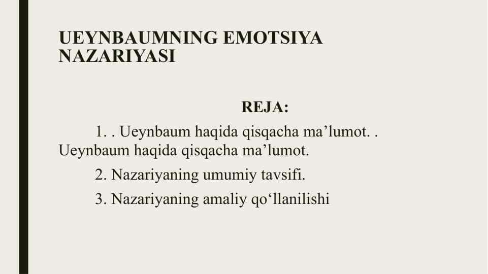 UEYNBAUMNING EMOTSIYA NAZARIYASI