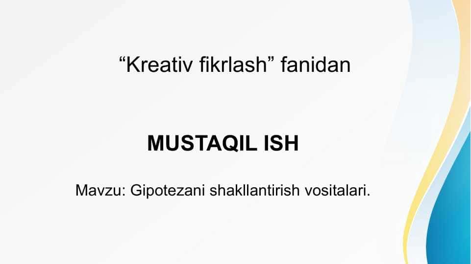 Kreativ Fikrlash fani.
