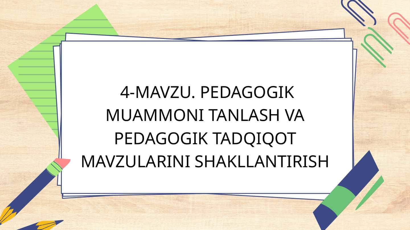Pedagogik muammoni tanlash va pedagogik tadqiqot mavzularini shakllantirish