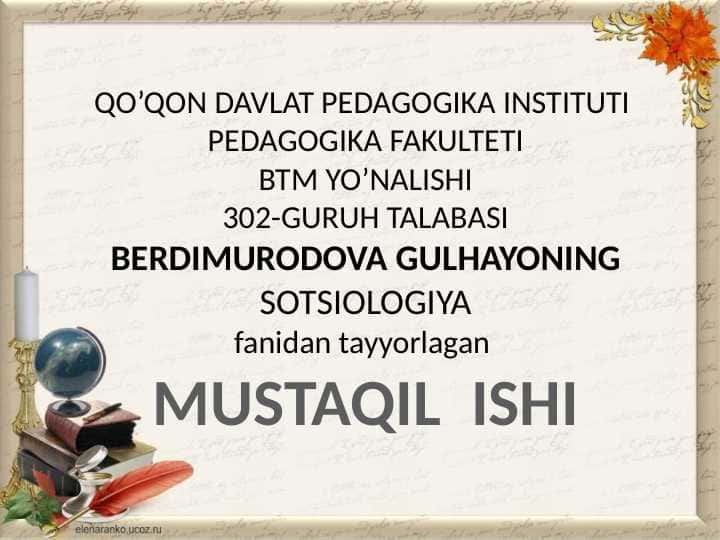 Deviant xulq-atvor muammosini o’rganish sotsiologiyasidan ilmiy yo’nalish sifatida