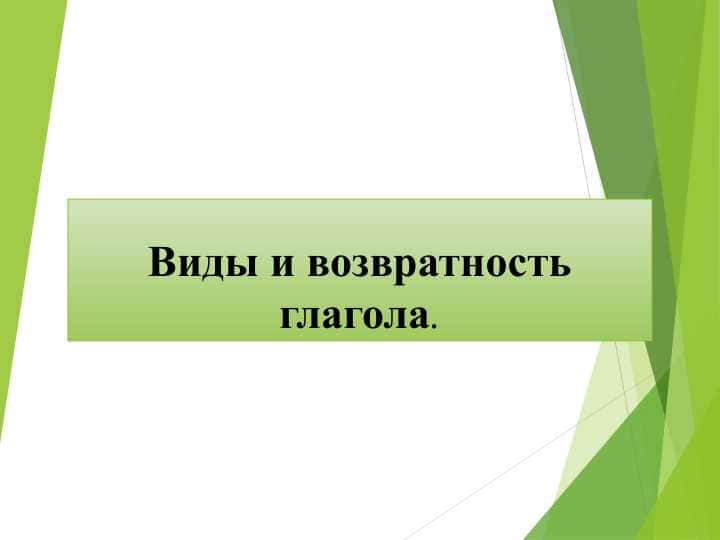 Виды и возвратность глагола.