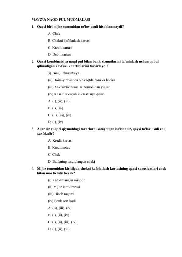 NAQD PUL MUOMALASI TEST