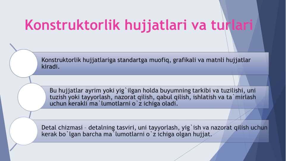 Konstruktorlik hujjatlari va turlari