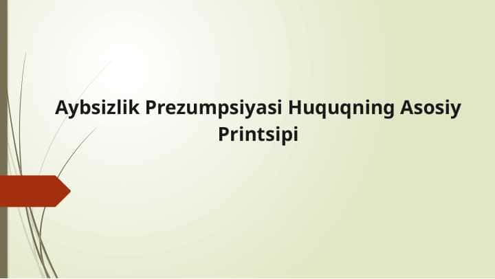 Aybsizlik Prezumpsiyasi Huquqning Asosiy Printsipi