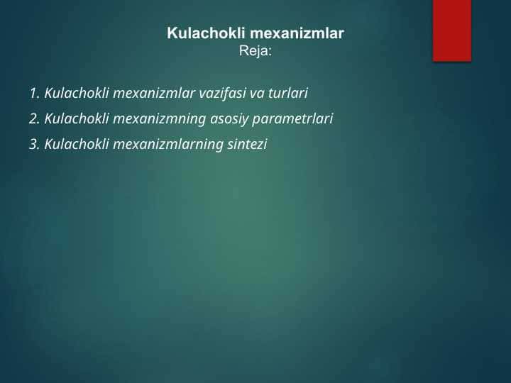 Kulachokli mexanizmlar
