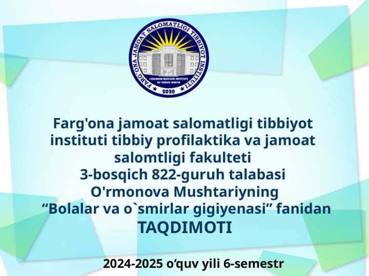 MAKTABGACHA TAʼLIM TASHKILOTLARINI LOYIHALASHTIRISHDA SANITAR GIGIYENIK TALABLAR2