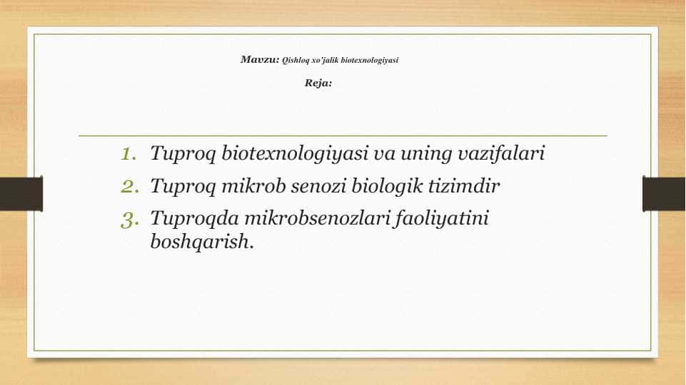 Qishloq xo’jalik biotexnologiyasi