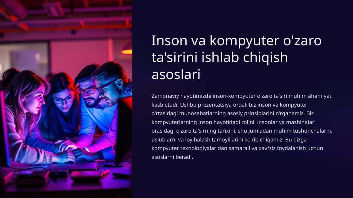 Inson va kompyuterning o'zaro ta'sirini ishlab chiqish