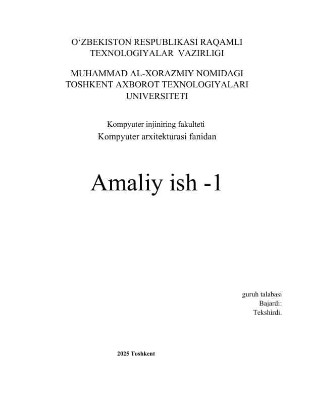 KOMPYUTER TIZIMINING UMUMIY TARKIBINI TASHKILLASHTIRISH VA KO‘P YADROLI PROTSESSORLARNING ARXITEKTURA TURLARI