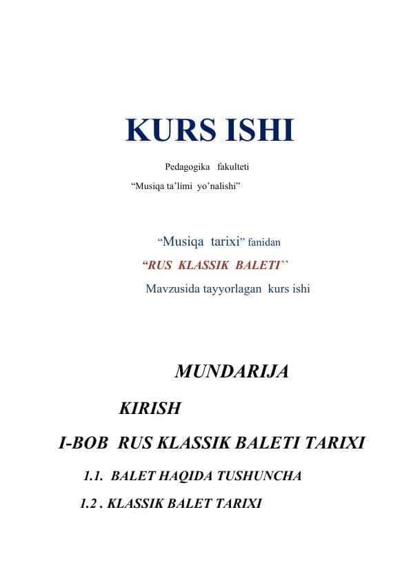 Rus klassik baleti kurs ishi