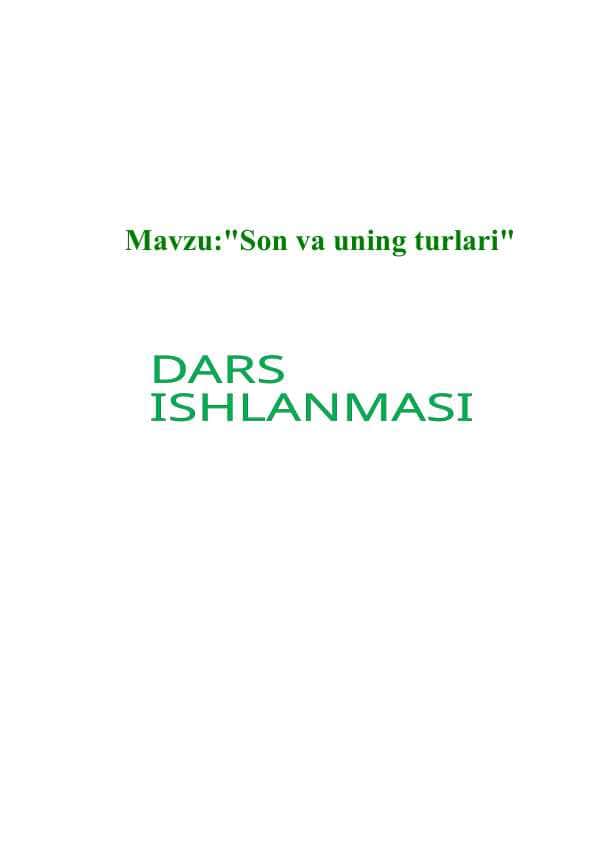 Son va uning turlari dars ishlanma