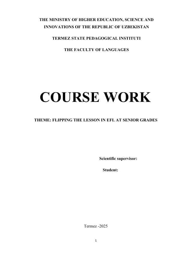 FLIPPING THE LESSON IN EFL AT SENIOR GRADES
