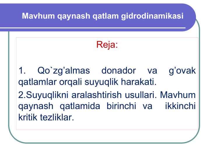 Mavhum qaynash qatlam gidrodinamikasi