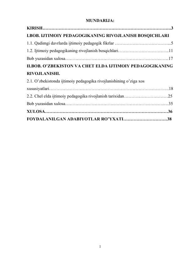 IJTIMOIY PEDAGOGIKANING TARAQQIYOTI