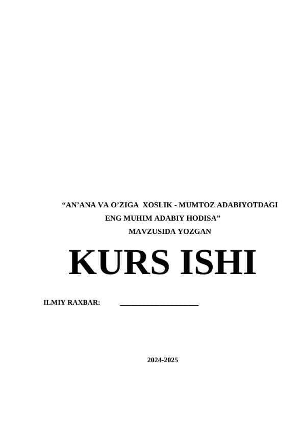 AN’ANA VA O’ZIGA XOSLIK - MUMTOZ ADABIYOTDAGI ENG MUHIM ADABIY HODISA