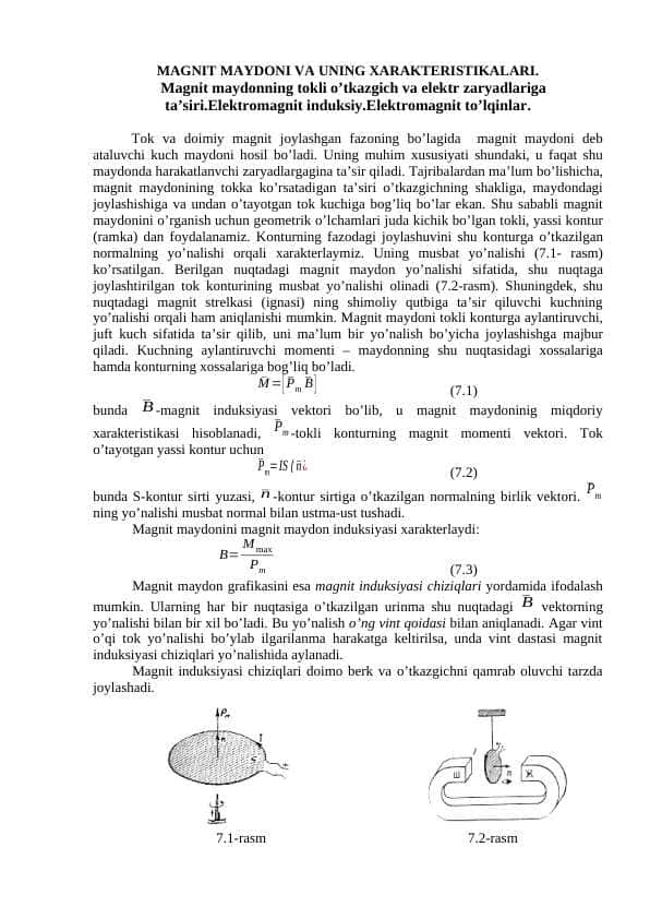 Magnit maydoni va uning xarakteristikalari. Magnit maydon.docx