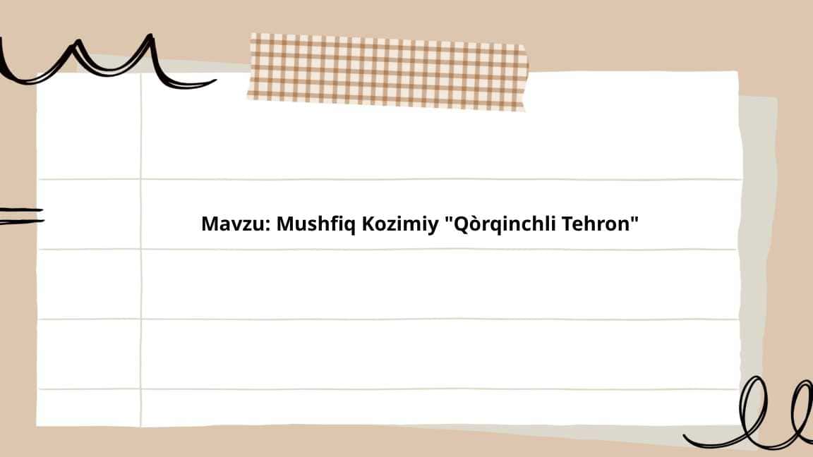 Mushfiq Kozimiy Qòrqinchli Tehron