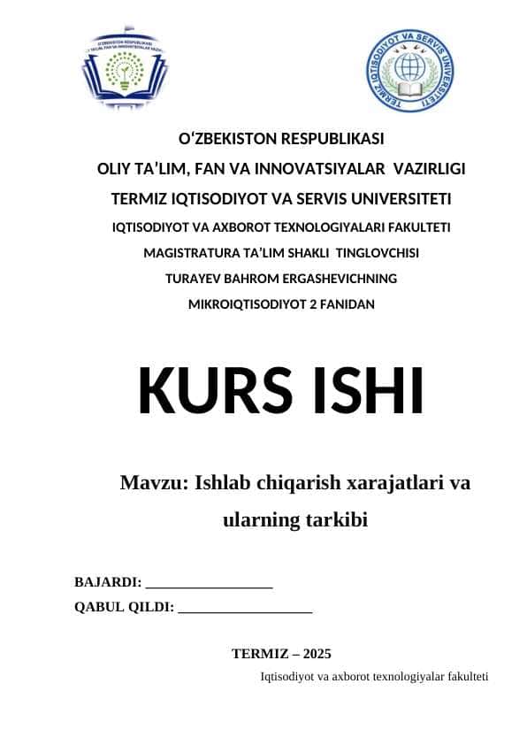 Ishlab chiqarish xarajatlari va ularning tarkibi