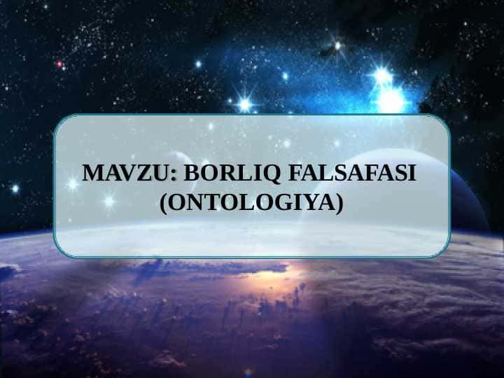 Borliq falsafasi (Ontologiya)