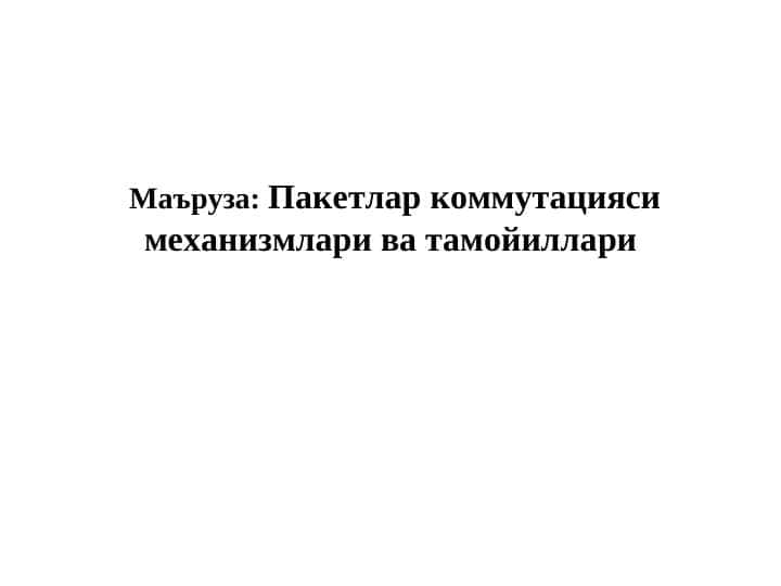 Пакетлар коммутацияси механизмлари ва тамойиллари