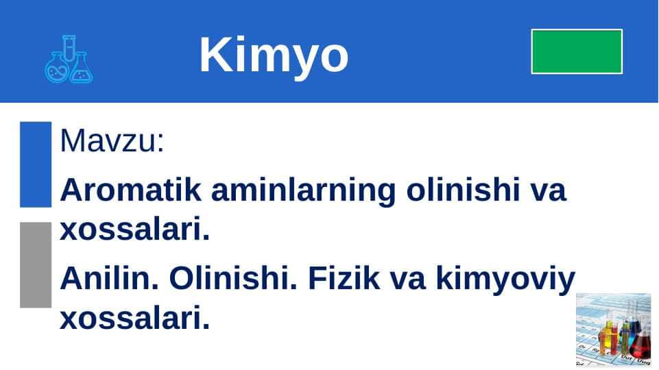 Aromatik aminlarning olinishi va xossalari