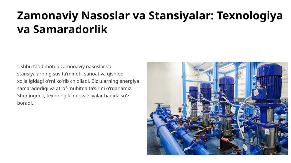 Zamonaviy Nasoslar va Stansiyalar