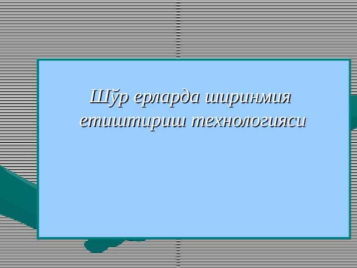 Шўр ерларда ширинмия етиштириш технологияси