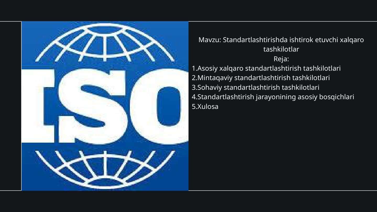 Standartlashtirishda ishtirok etuvchi xalqaro tashkilotlar
